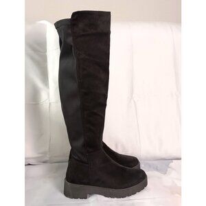 Dirty Laundry Mabelline Black Faux Suede Knee High Wide Calf Boots Size 10